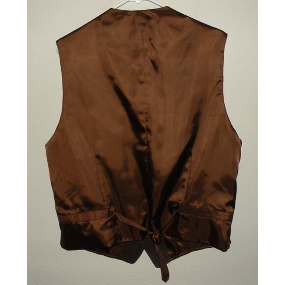 Patrick James Men’s Large Western Leather Vest Brown 5 Button - Picture 3 of 3